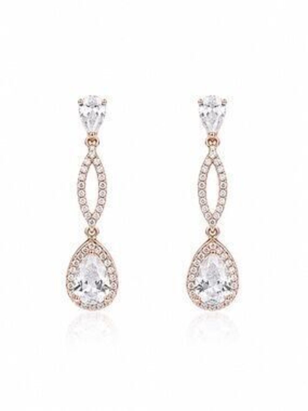 Rose Gold Teardrop CZ Drop Earrings